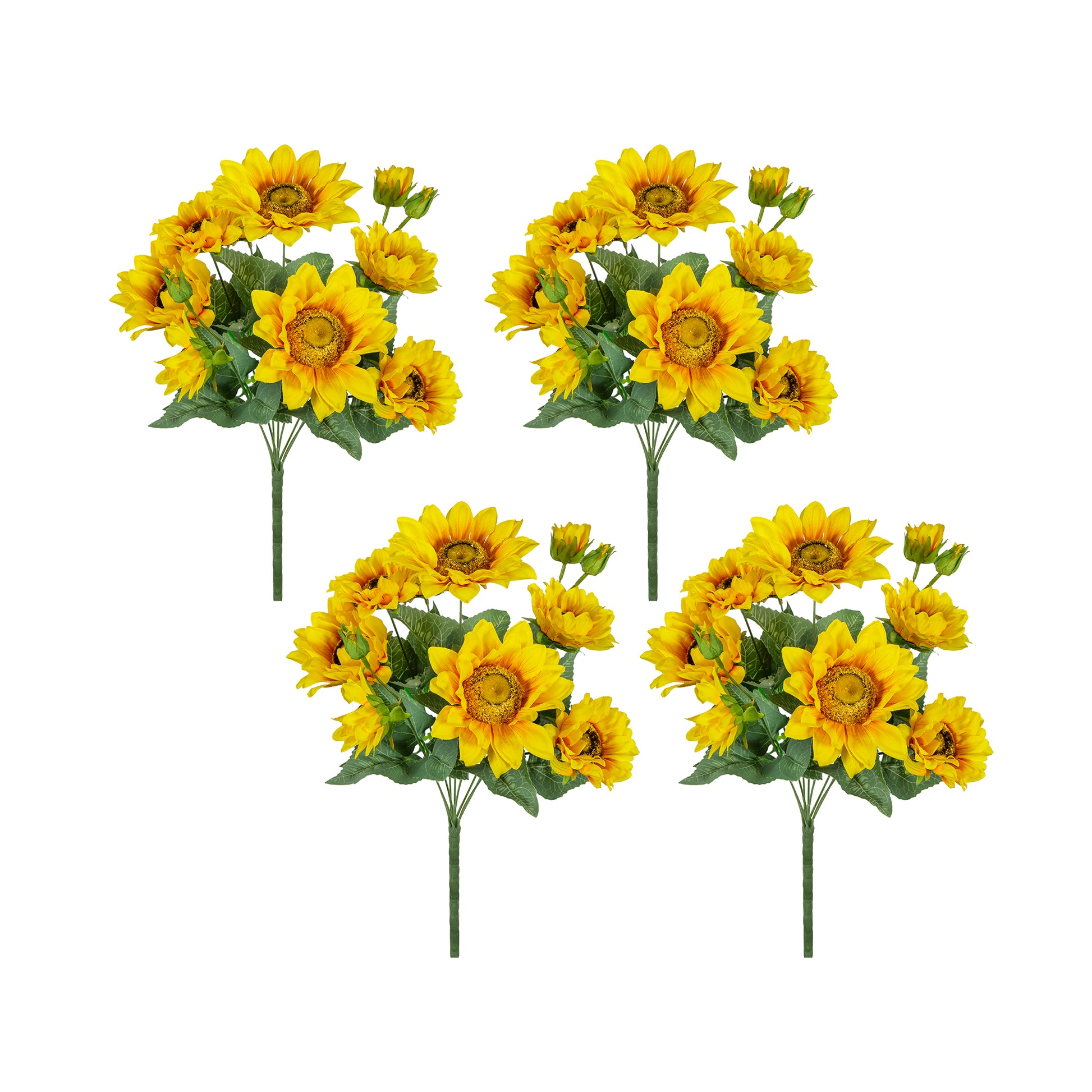 10.2 x 11 x 18.9"H Artificial Yellow Sunflower BushX9,4 Pack