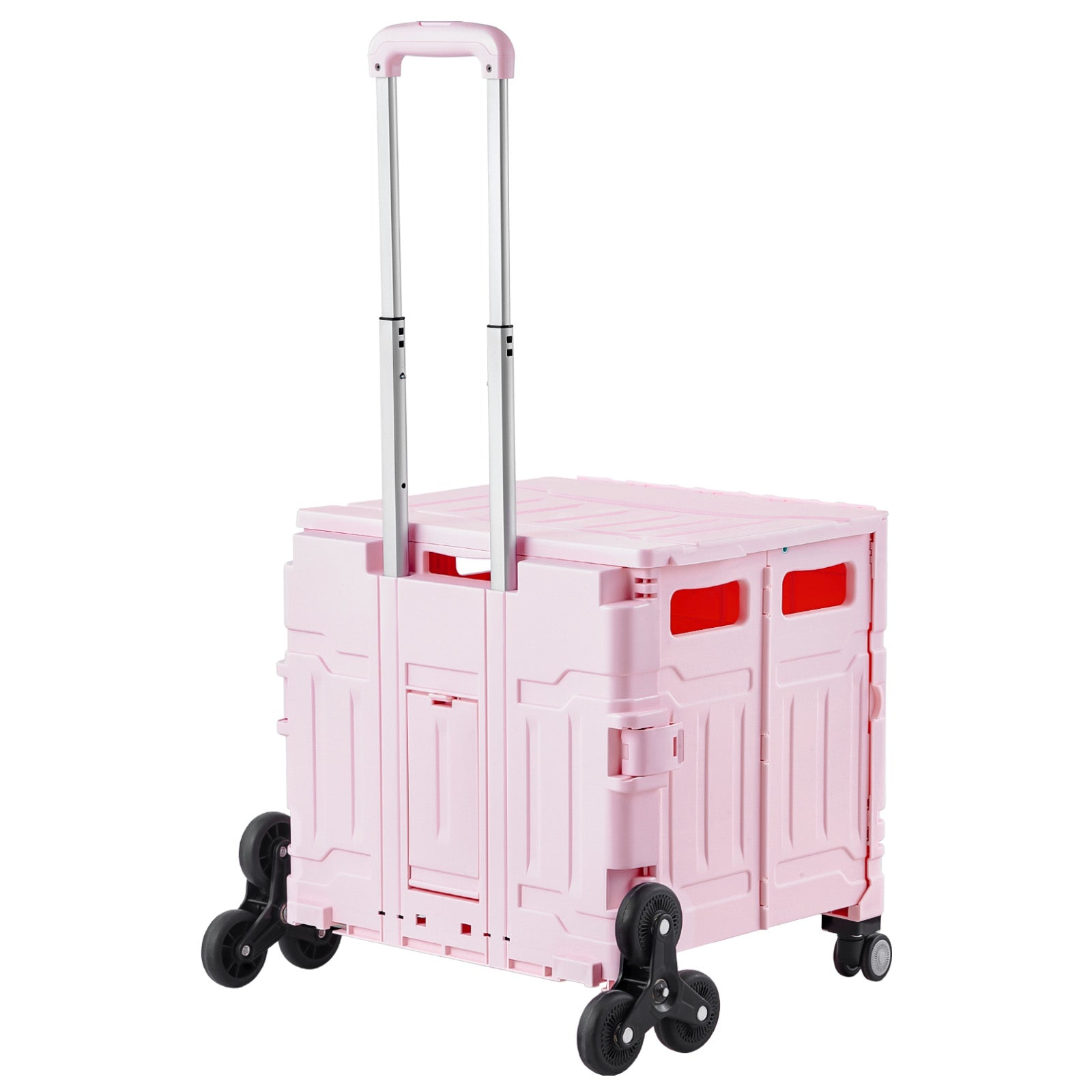 65L Foldable Stair Climbing Shopping Cart, Collapsible Rolling Crate with Wheels, Heavy Duty Grocery Cart for Shopping & Groceries