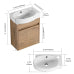 16 Inch Bathroom Vanity with Sink, Small Wood Tone Bathroom Cabinet with Ceramic Basin, Soft Close Door