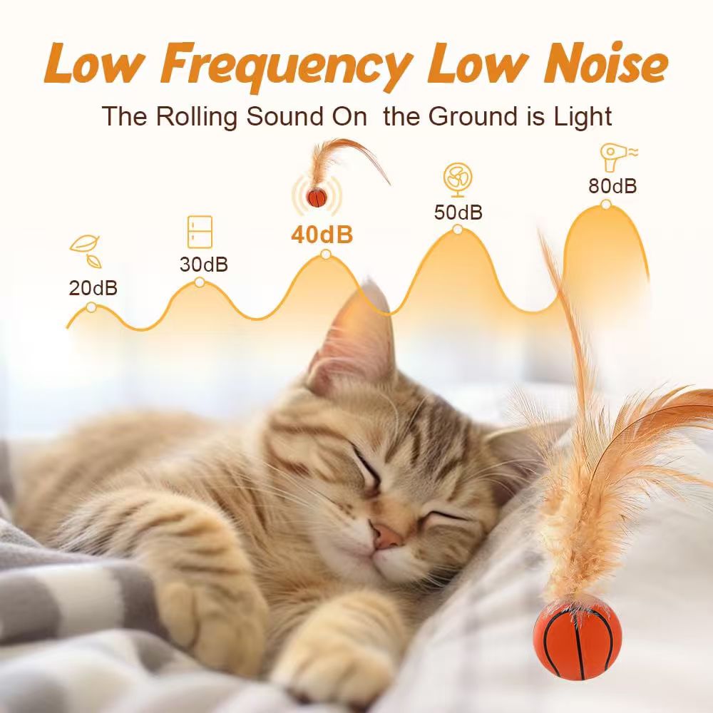 3 Pack Interactive Cat Ball Toys: Bouncy Elastic Balls with Natural Feathers for Indoor Cats & Kittens