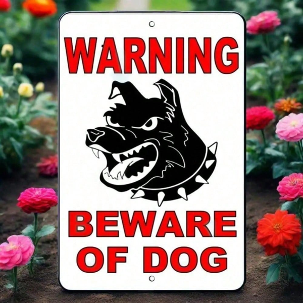 Halloween Outdoor Yard Metal Sign 8×12 Inch, 1‑Pack Dog Warning Plaque for Home Patio Fence Holiday & Daily Security Decor