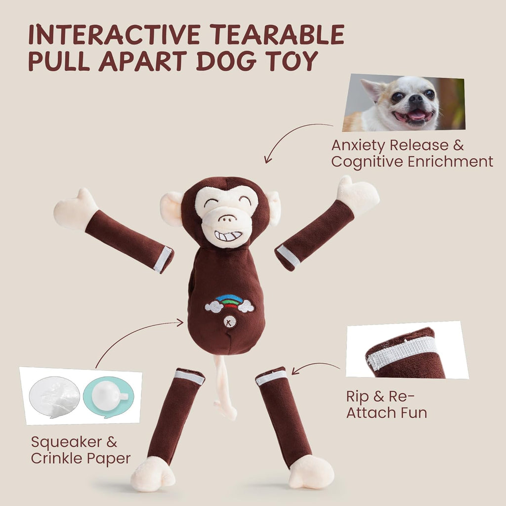 ZippyPawst Dog Toys with Squeaker & Crinkle - Interactive Stuffed Plush Toy to Keep Dogs Busy, Pet Puzzle Enrichment Chew Toys for Small Medium Large Breeds
