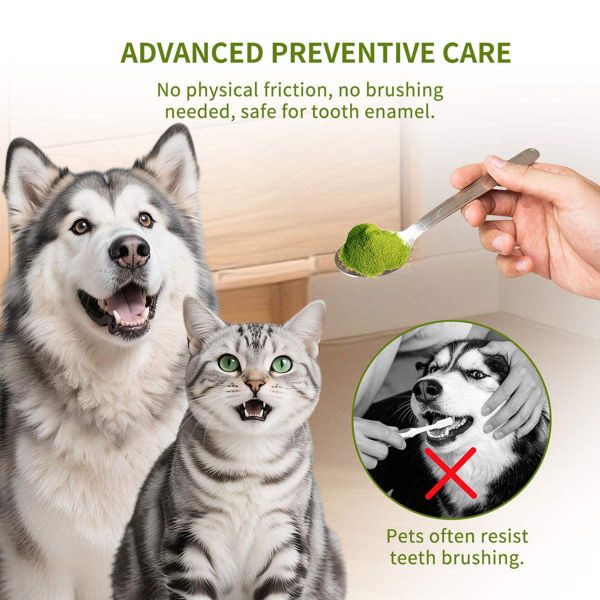 PETITRINU Dental Powder for Cats & Dogs, 5.29 oz - Natural Plaque & Tartar Control, Fresh Breath Freshener, Just Mix into Food
