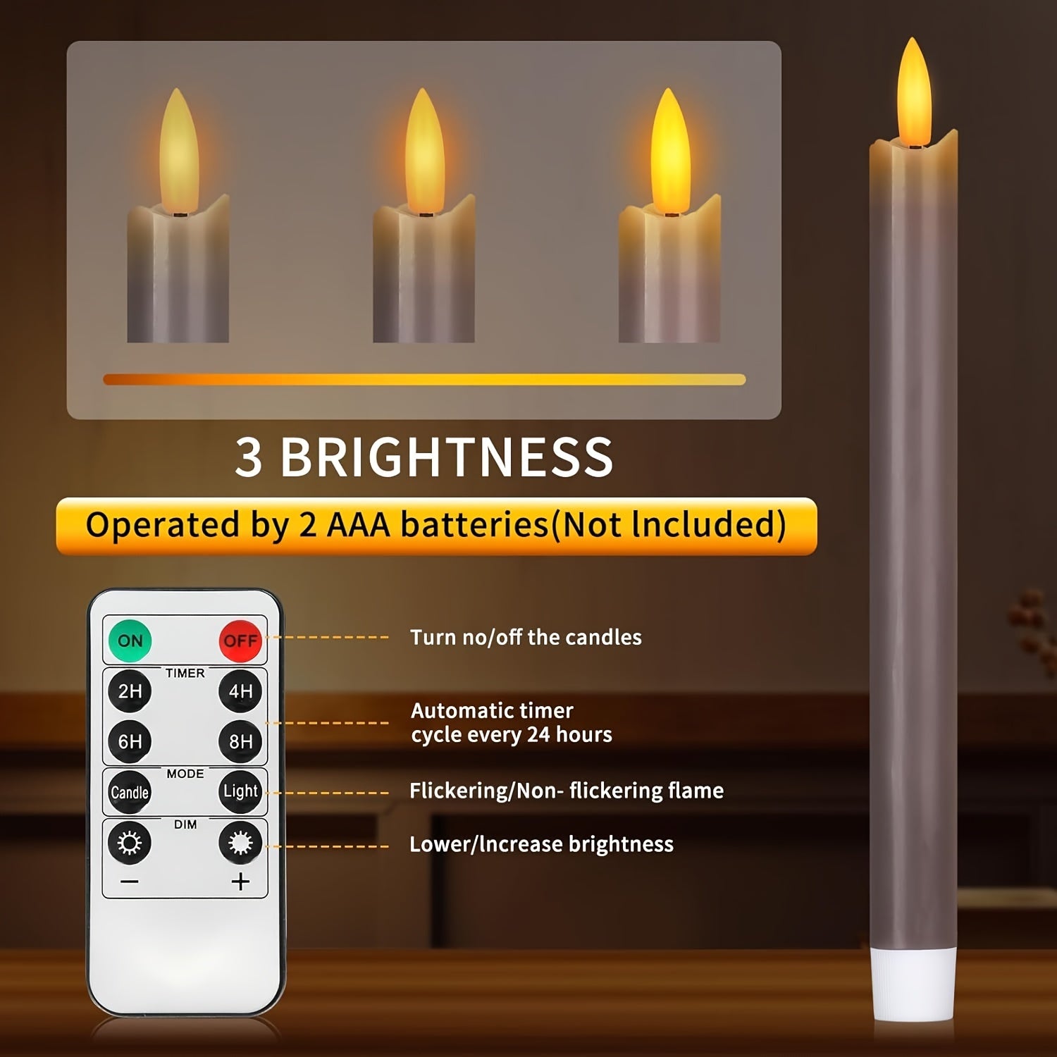 AEELLEEA 6-Pack Gray Pillar Candles - Flameless LED Warm Light Decor for Christmas/Mantel/Dinner Party