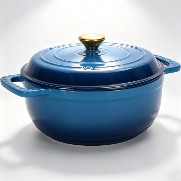 AEELLEEA 6QT Enameled Cast Iron Dutch Oven with Lid, Nonstick Interior, Dual Handles, Blue