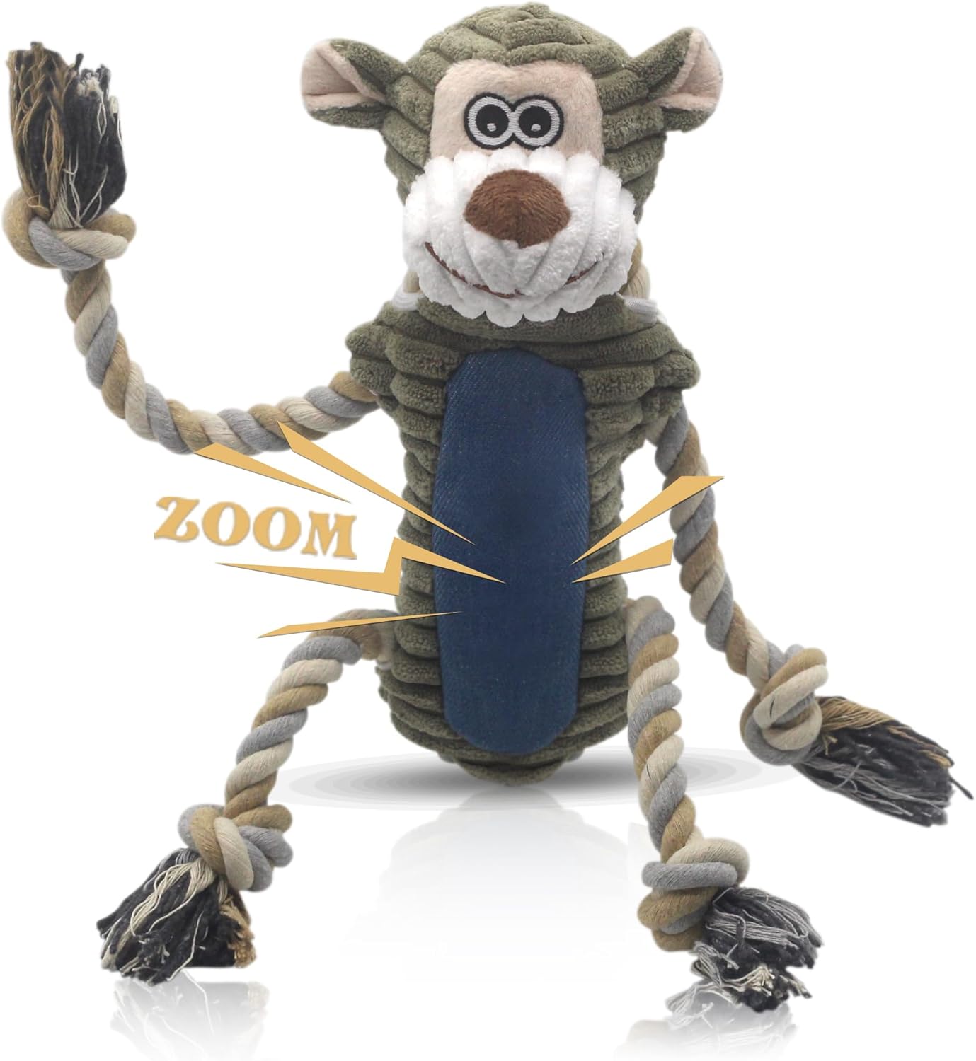 ZippyPaws Dog Chew Toys, Squeaky Dog Toys, Interactive Tug of War Puppy Toys, Stuffed Dog Toys for Small, Medium and Large Dogs - Monkey