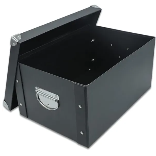 Collapsible Storage Box with Lid, Decorative Cardboard Organizer Bin with Metal Reinforced Corners & Handles,Keepsake Box for Photos,Toys,Office
