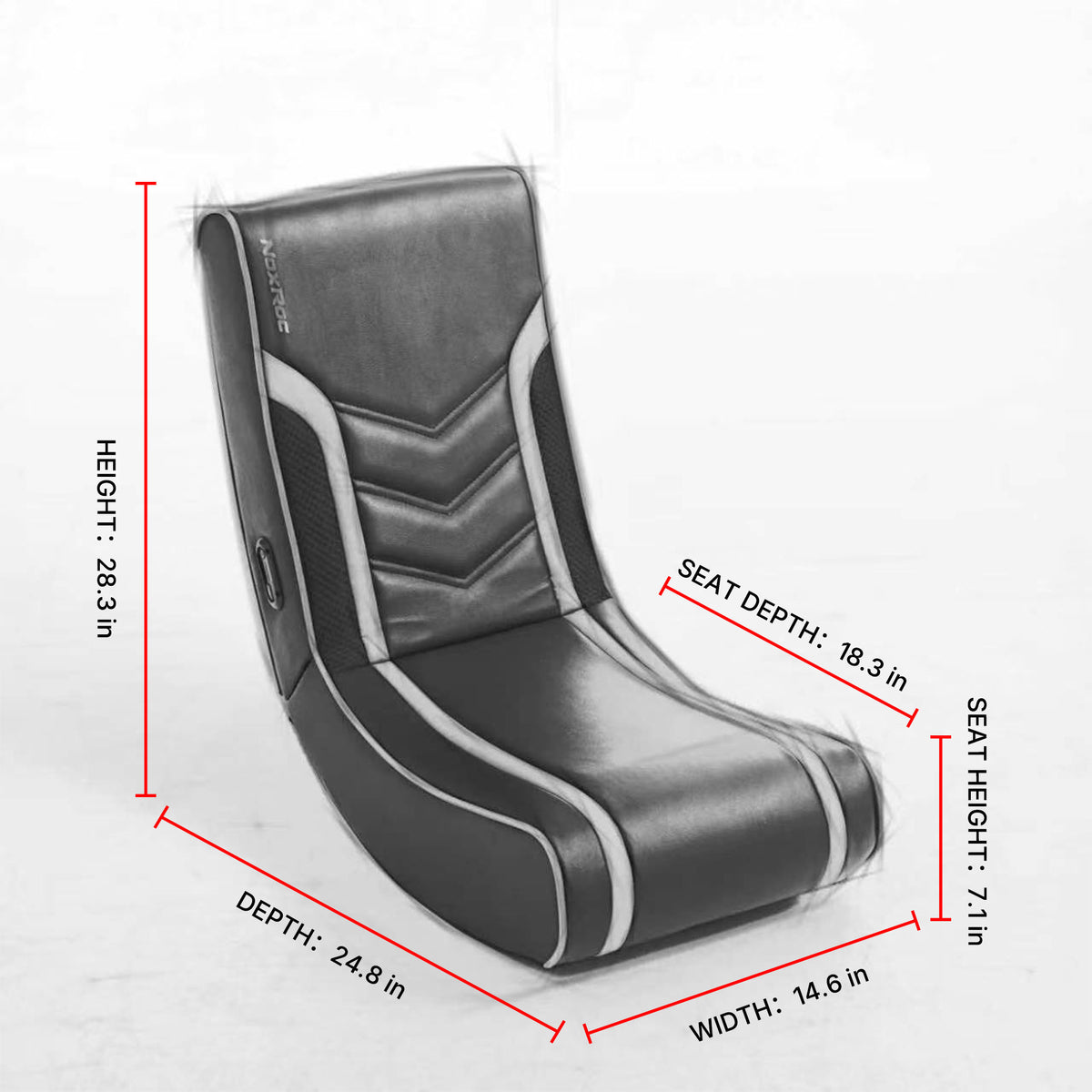 AEELLEEA 28.3in Foldable Floor Rocker Gaming Chair, PU Leather Game Seat with Storage Pocket, Blue Accent