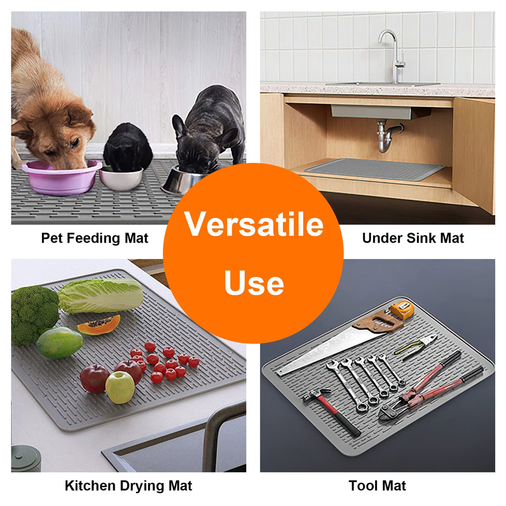 AEELLEEA 27.95"×19.69" Silicone Stove Protector Mat, 464°F Heat Resistant Waterproof Multi-use Mat for Glass Stove, Kitchen & Pet Feeding