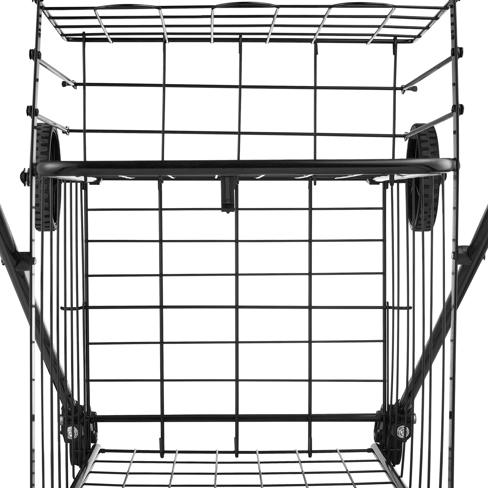 Shopping Cart, Folding Grocery Utility Cart with Dual Baskets, Waterproof Liner & Wheels, 100 LBS Large Load Capacity, Heavy Duty Laundry Basket for Laundry, Shopping, Camping, Grocery, Luggage
