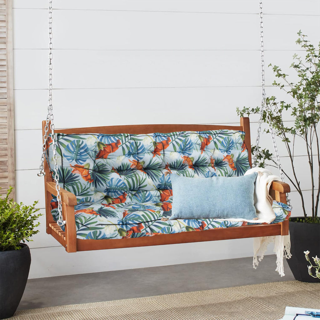 AEELLEEA 70 Inch Outdoor Porch Swing Cushion, Waterproof UV Resistant 4" Thick Bench Swing Replacement Cushion with Secure Fixing Ties