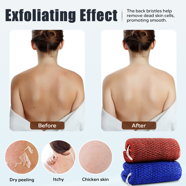 Bamboo Fiber Exfoliating Body Scrub Cloth, Gentle Deep Cleansing Bath Towel for Smooth Skin