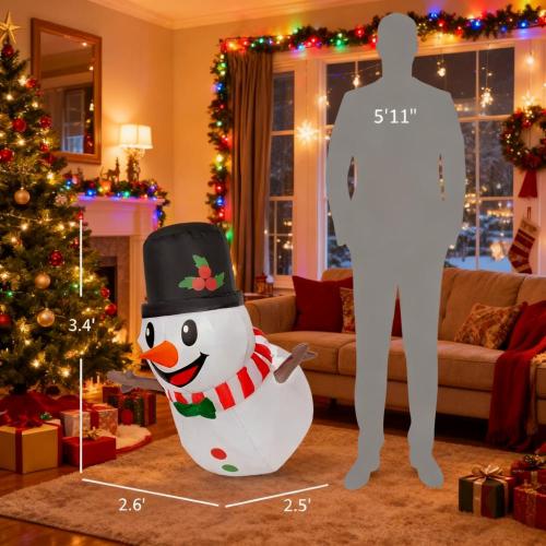 AEELLEEA 3.4' Inflatable Snowman Christmas Decoration with LED Lights, Outdoor Indoor Holiday Yard Decor