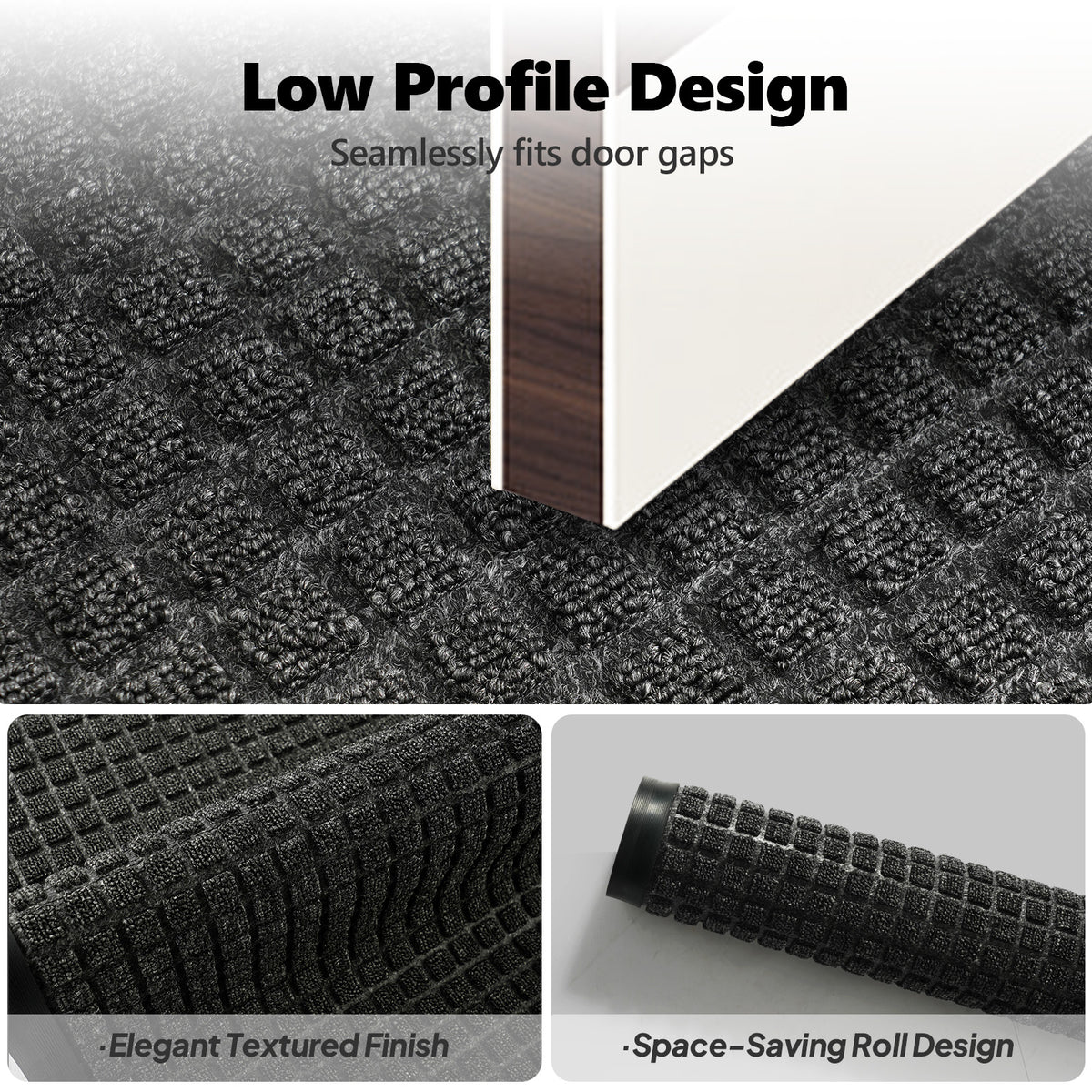 AEELLEEA Low Profile Rubber Border Doormat, Polypropylene Grid Surface Dirt Trapping Entry Mat, Non Slip Outdoor Indoor Welcome Mat for Front Door