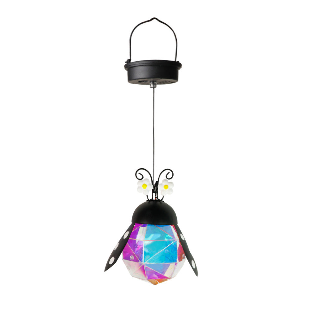 Hanging Ladybug Garden Ornament with Colorful Accent Light, Decorative Outdoor Lantern for Yard, Patio & Porch
