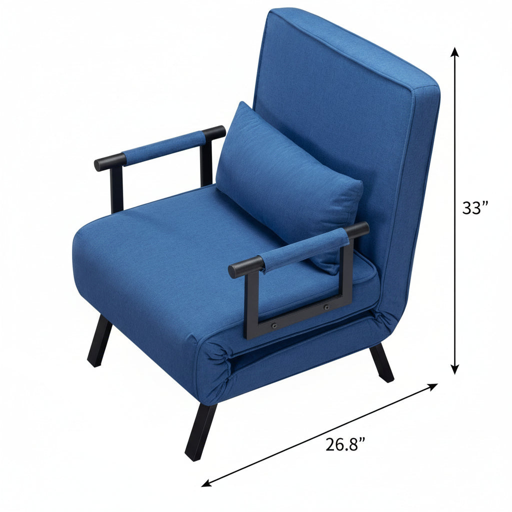 26” Folding Arm Chair Lounge 4-in-1 Convertible Sofa Bed