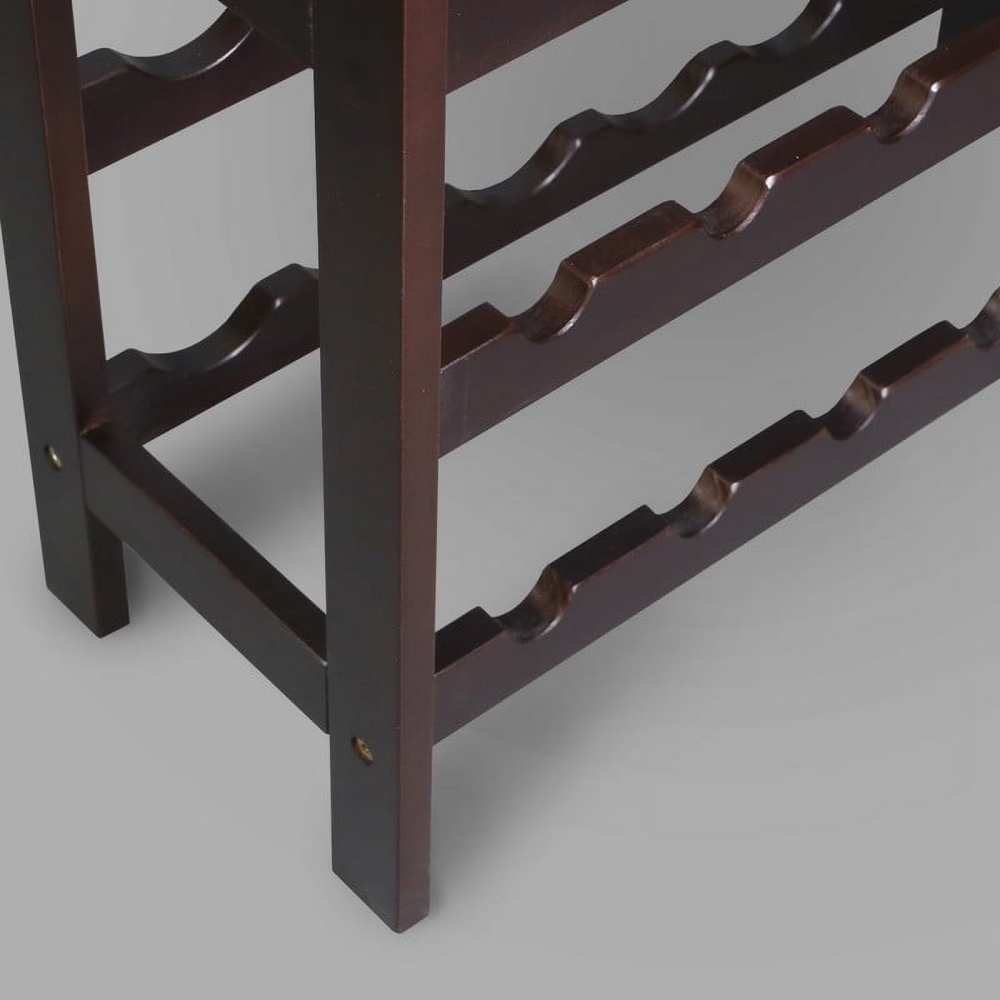 AEELLEEA Solid Wood Freestanding Wine Rack, 18 Bottle Storage Wine Holder with Tabletop & Accessory Tray for Kitchen Dining Room