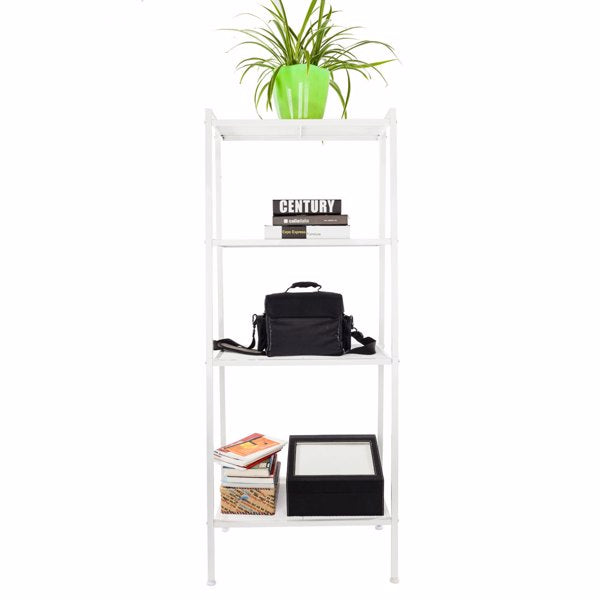 AEELLEEA-Wide Ivory Metal Ladder Shelf No Wheels, 60×35×147cm Freestanding 4-Tier Iron Home Storage Display Rack for Living Room, Bathroom & Bedroom