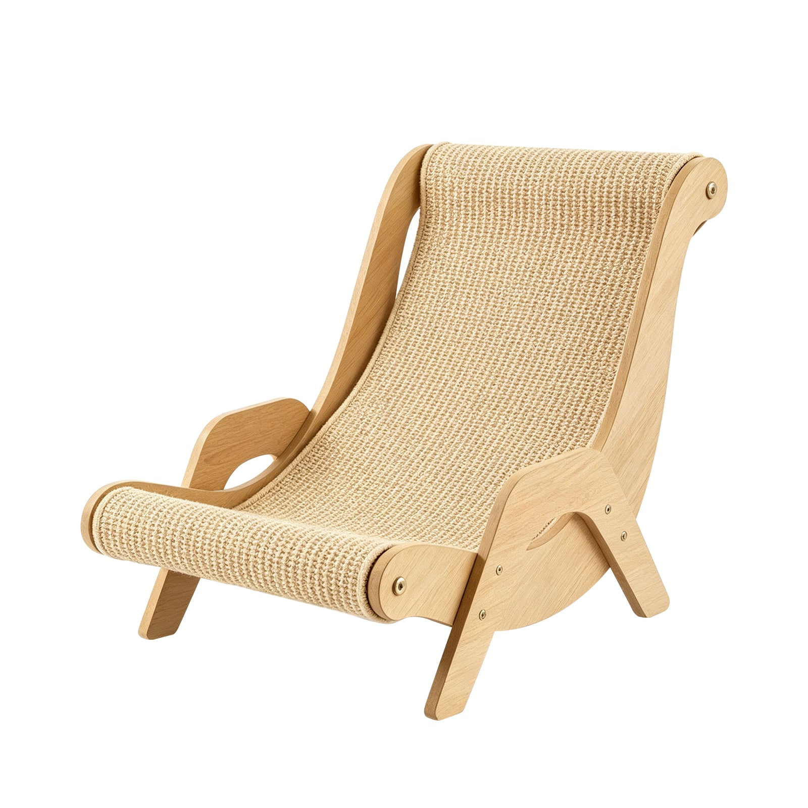 Sisal Cat Lounger Scratcher, Wooden Frame Cat Chair, Cat Scratching Lounge Bed for Indoor Cats