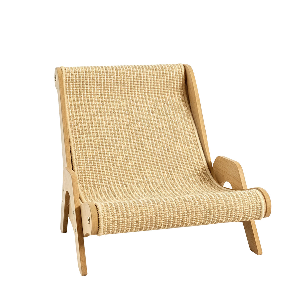 Sisal Cat Lounger Scratcher, Wooden Frame Cat Chair, Cat Scratching Lounge Bed for Indoor Cats