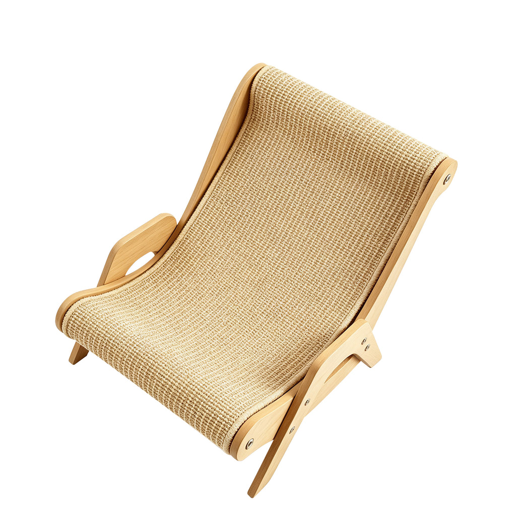 Sisal Cat Lounger Scratcher, Wooden Frame Cat Chair, Cat Scratching Lounge Bed for Indoor Cats