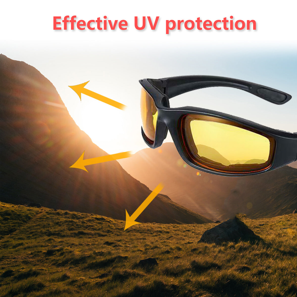3 Pack Sports Riding Glasses, Windproof Dustproof Cycling Sunglasses, Gray/Clear/Yellow Lenses Unisex Motorcycle Bicycle Outdoor Protective Eyewear