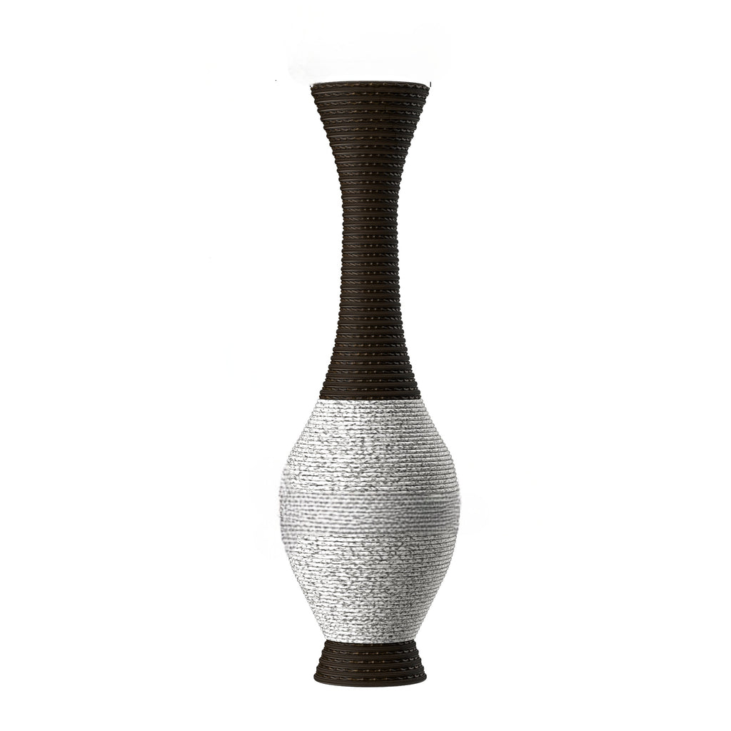 AEELLEEA Tall Woven Floor Dry Vase, 40.2"H x 11.8" D, Two-Tone Textured Decor Vase for Pampas Grass & Dried Branches, Boho Farmhouse Entryway Living Room Decor