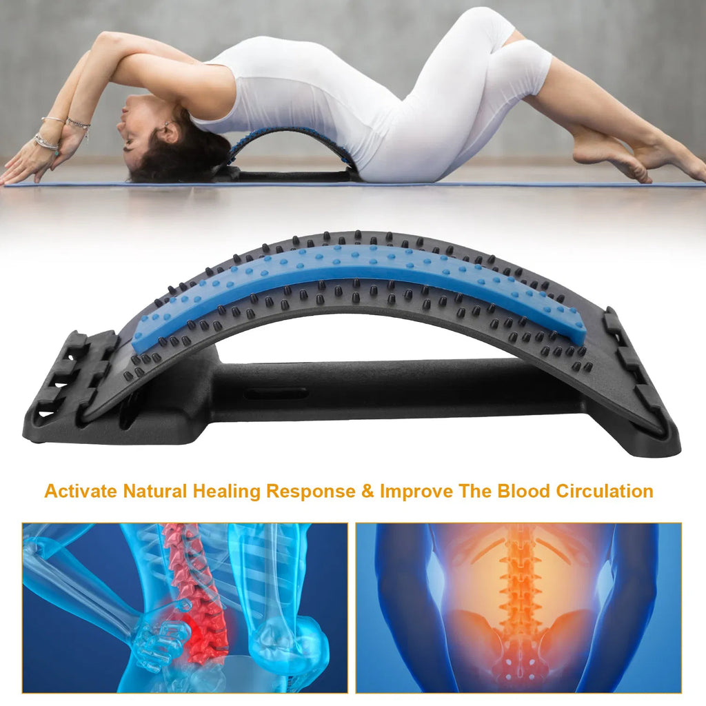 3-Level Adjustable Back Stretcher with 96 Massage Points, Lumbar Back Pain Relief Device, 220LBS Support Spine Deck for Home Office Chair Car Use