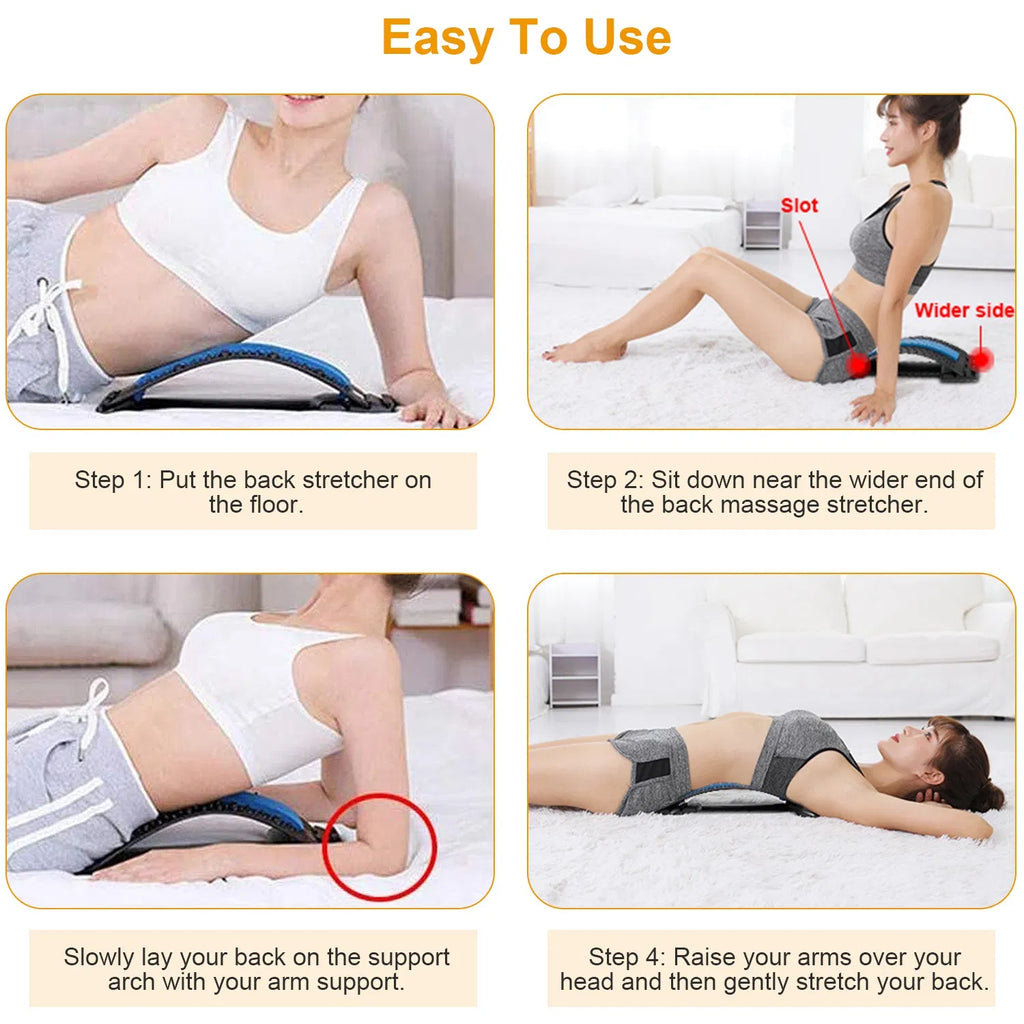 3-Level Adjustable Back Stretcher with 96 Massage Points, Lumbar Back Pain Relief Device, 220LBS Support Spine Deck for Home Office Chair Car Use