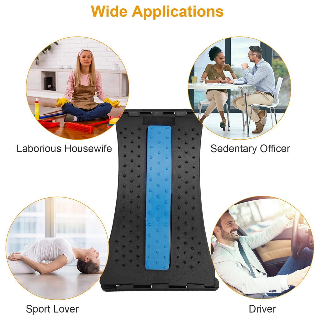3-Level Adjustable Back Stretcher with 96 Massage Points, Lumbar Back Pain Relief Device, 220LBS Support Spine Deck for Home Office Chair Car Use