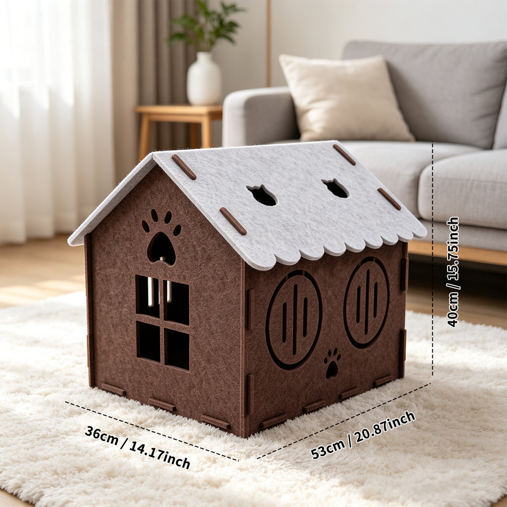 Felt Cat House for Indoor Cats, Cozy Cave Bed & Cat Hideaway for Sleeping, Resting and Relaxing