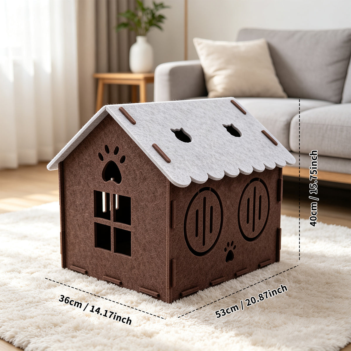 Felt Cat House for Indoor Cats, Cozy Cave Bed & Cat Hideaway for Sleeping, Resting and Relaxing