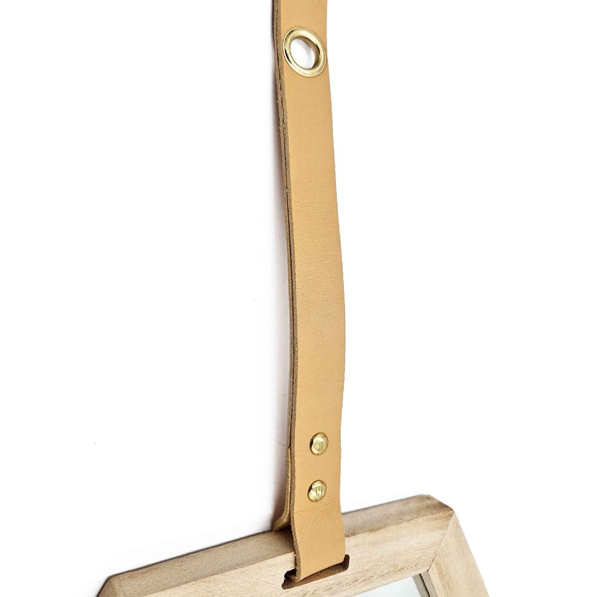 11x10 Inch Hexagon Wall Mirror, Natural Wood Frame Hanging Geometric Mirror for Home Decor