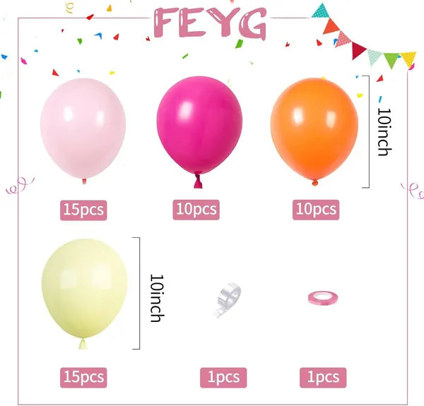 50‑Pack 12 Inch Pink Orange Yellow Latex Balloons, DIY Arch Garland Kit for Birthday, Wedding, Baby Shower & Engagement Party Decor Supplies