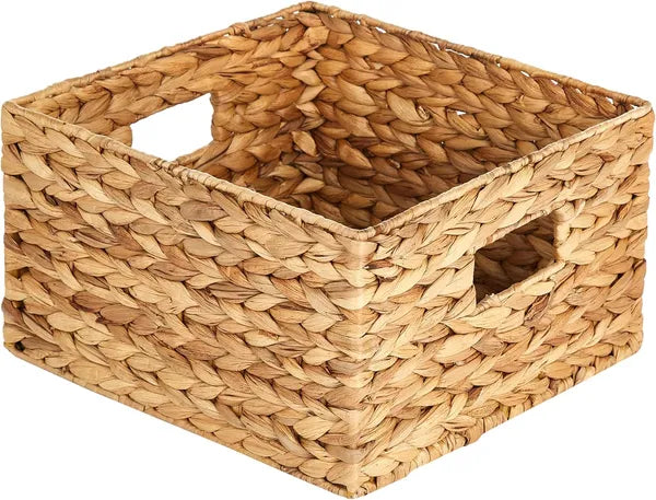Banana Leaf Storage Baskets Set of 3, Handwoven Water Hyacinth Decor Basket for Shelves, Closet & Pantry Home Organizer