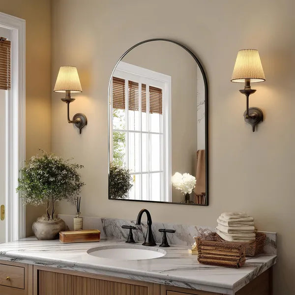 Aeelleea 38x26 Inch Bathroom Wall Mirror, Black Metal Frame Rectangular Vanity Mirror for Bedroom Entryway Living Room