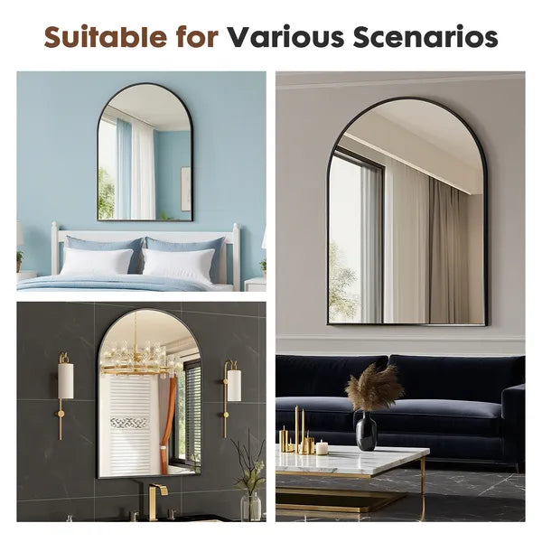 Aeelleea 38x26 Inch Bathroom Wall Mirror, Black Metal Frame Rectangular Vanity Mirror for Bedroom Entryway Living Room