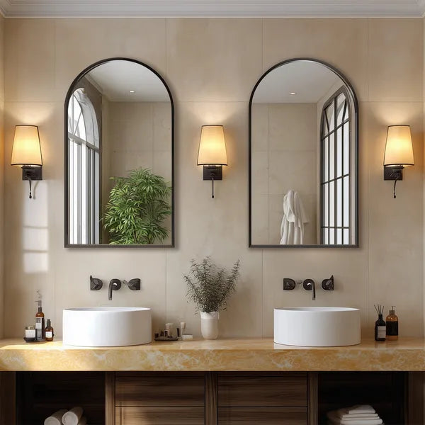 Aeelleea 38x26 Inch Bathroom Wall Mirror, Black Metal Frame Rectangular Vanity Mirror for Bedroom Entryway Living Room