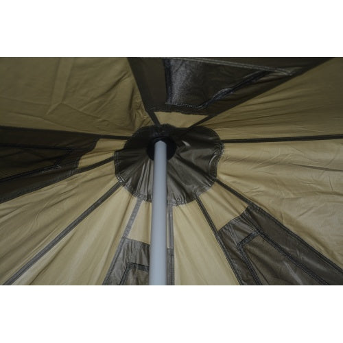 Pyramid Bell Tent 157.48x98.43 Inch, Olive Green Glamping Tent with Center Pole, Large Canvas Camping Tent for Family