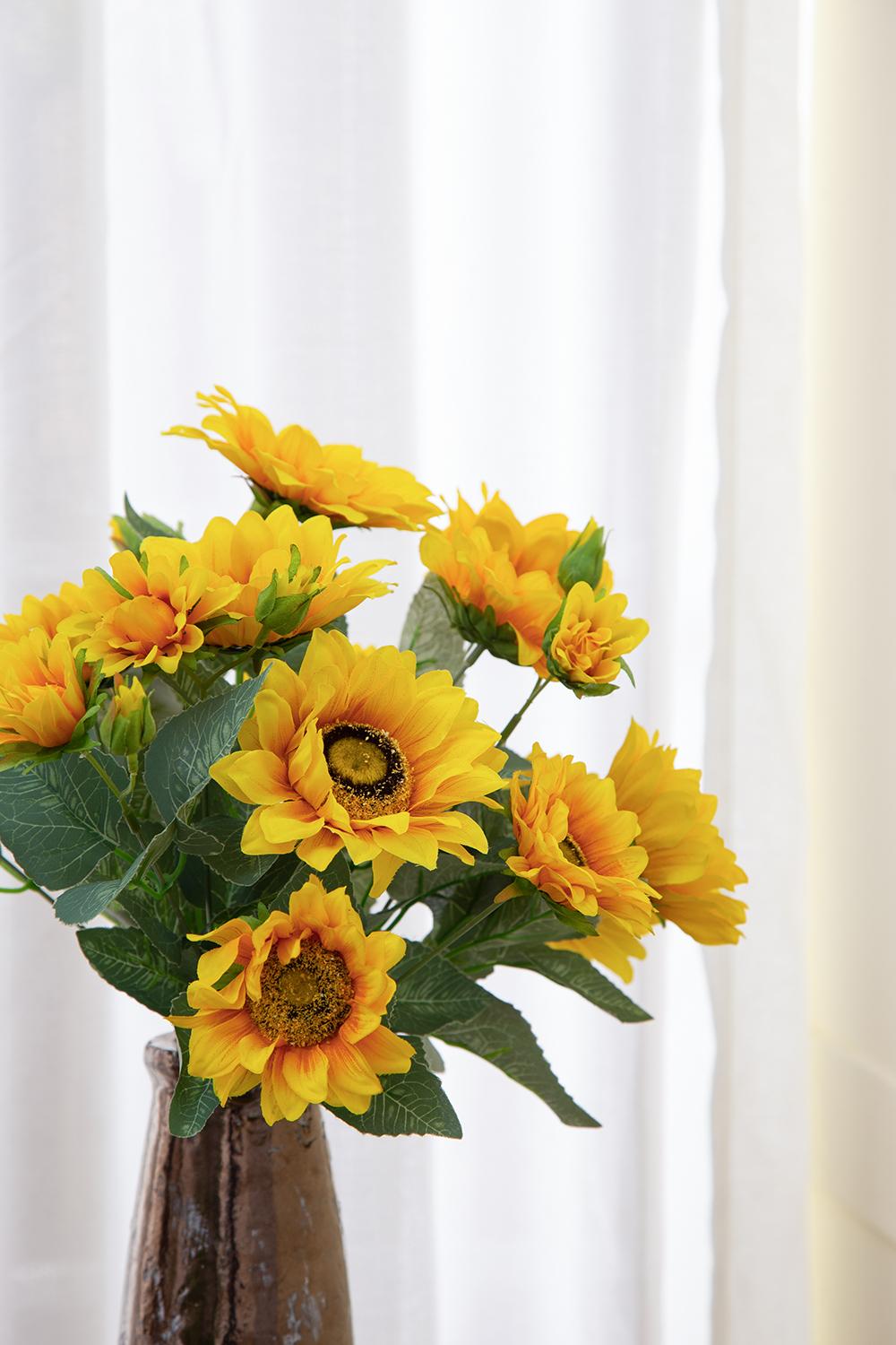 10.2 x 11 x 18.9"H Artificial Yellow Sunflower BushX9,4 Pack