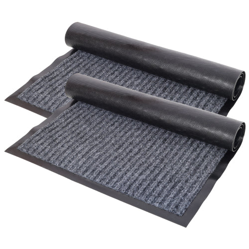 2 Pack Door Mat 30x17, Grey Non-Slip Indoor Outdoor Doormat, Absorbent Rug for Entryway Front Door Pet Friendly