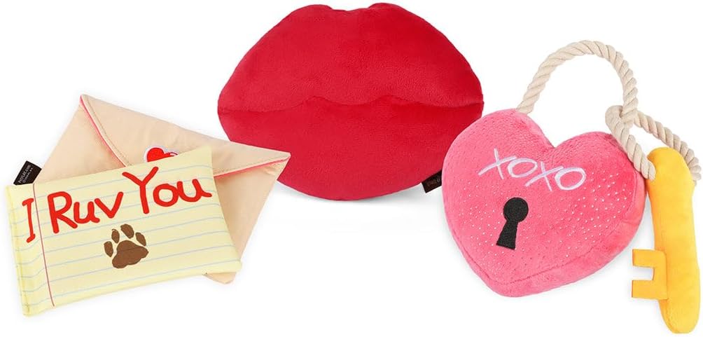ZippyPaws Dog Toys - Love Bug Valentine's Day Themed Durable Squeaker Chew Toys, Great for Puppies & Small, Medium, Large Dogs - Machine Washable, Recycled Materials