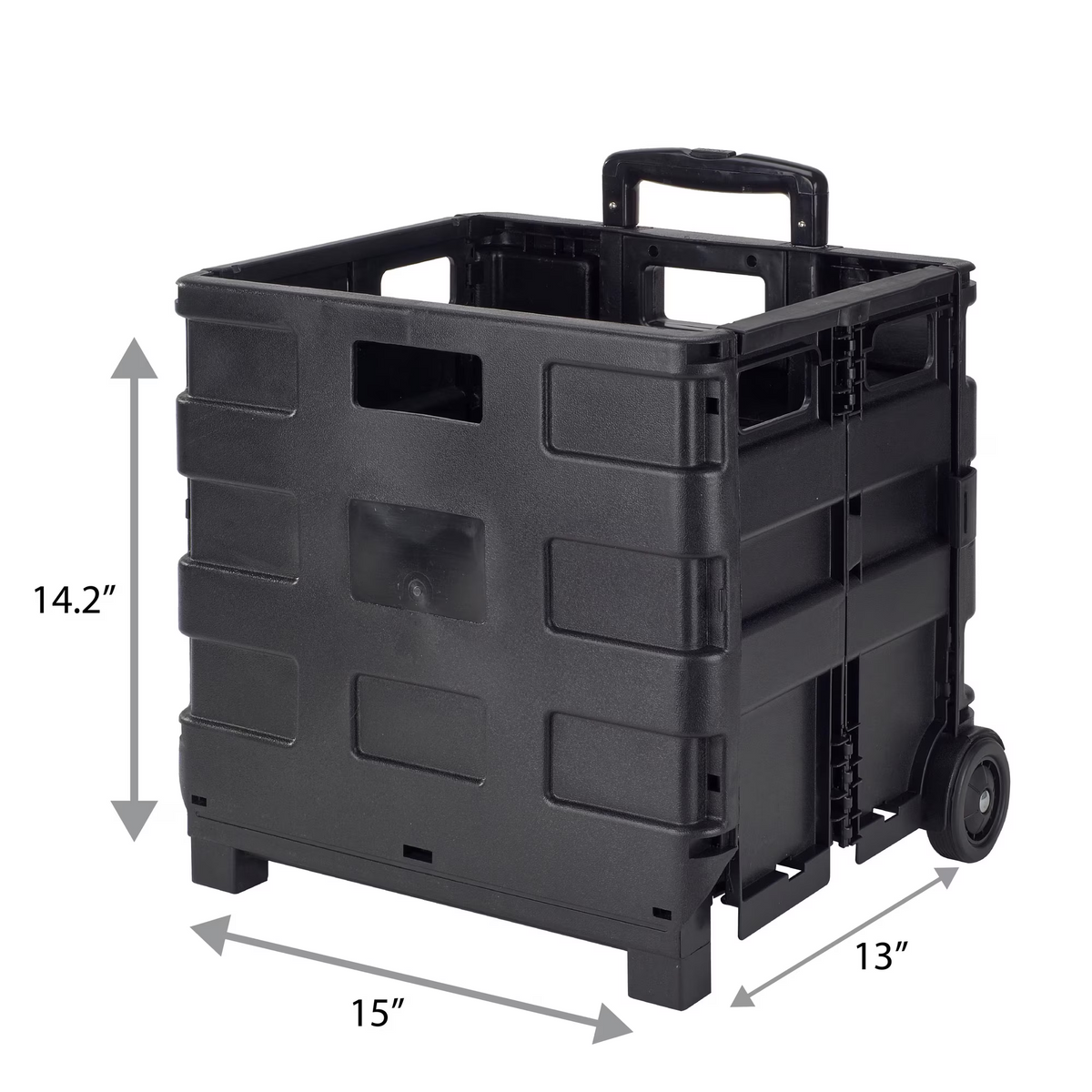 AEELLEEA Portable Folding Rolling Shopping Cart, Collapsible Plastic Utility Trolley with Extendable Handle, 55lbs Capacity for Grocery Office Storage