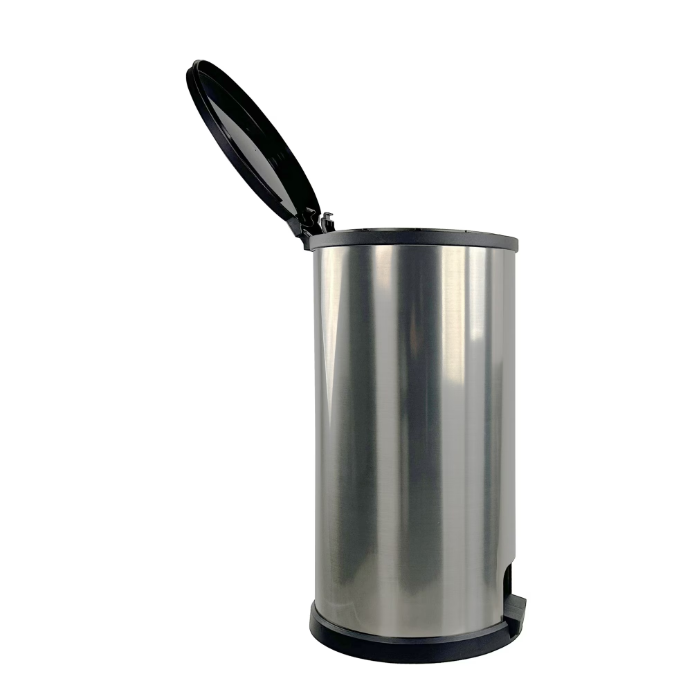 AEELLEEA-Kitchen Trash Can, 7.9 Gallon Plastic Step Garbage Bin with Lid, Silver