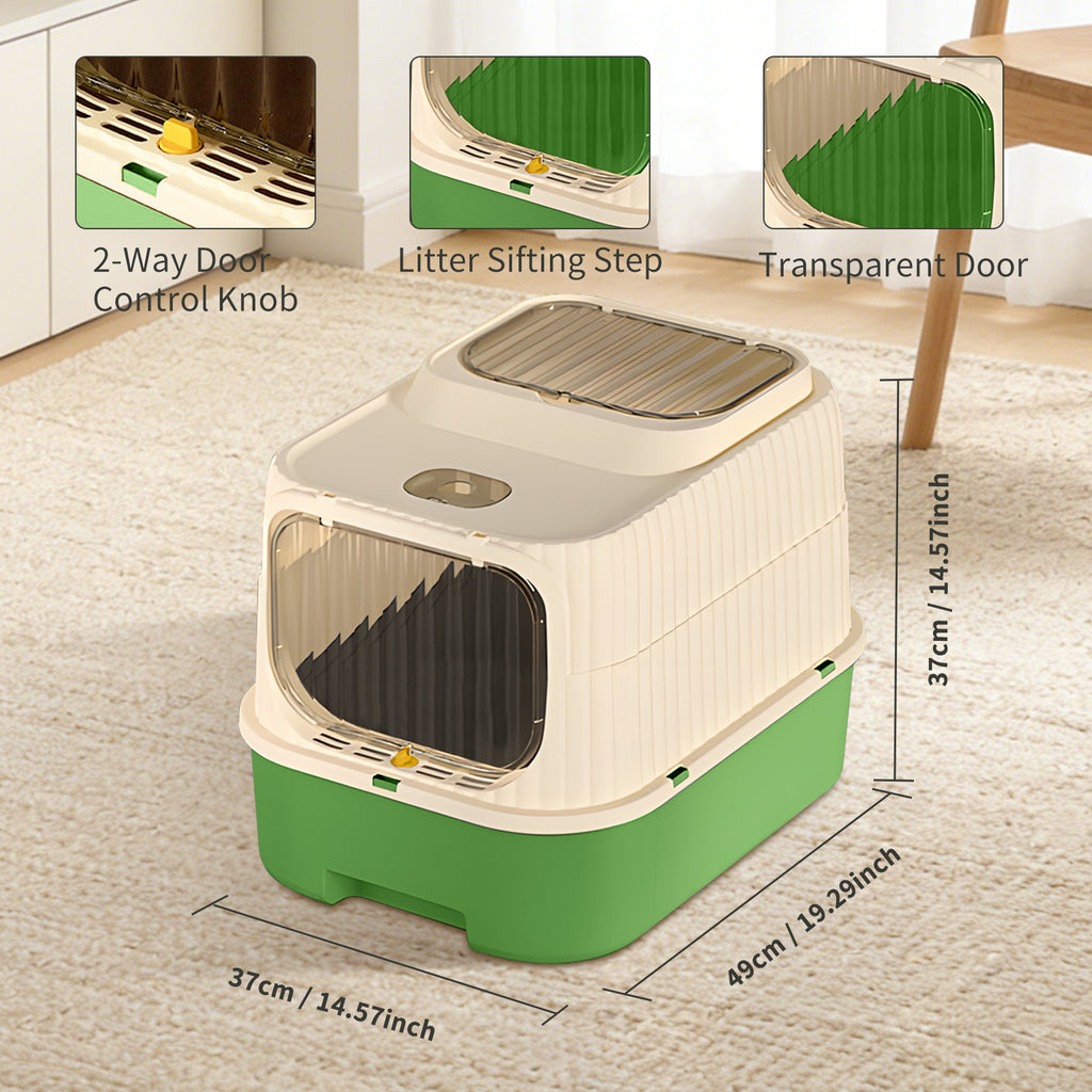 Indoor Cat Litter Box with Enclosed Hood Top Opening Easy Access Convenient Daily Care for Cat Pet Owners at Home
