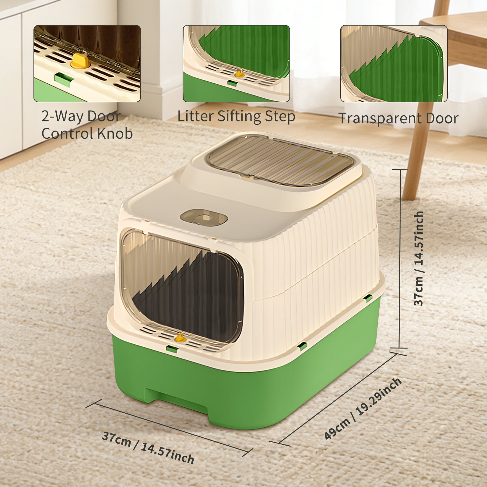 Indoor Cat Litter Box with Enclosed Hood Top Opening Easy Access Convenient Daily Care for Cat Pet Owners at Home