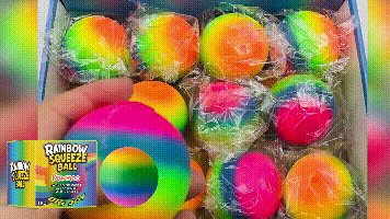 Rainbow Squeeze Ball Stress Relief Fidget Toy, Color Changing Soft TPR Sensory Ball for Kids, Teens & Adults,