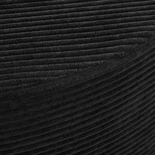 AEELLEEA Set of 2 Black Round Ottomans, Ribbed Upholstered Footstools for Living Room