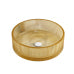 Round Glass Vessel Sink 14 Inch, Light Gold Crystal Glass Bathroom Vanity Bowl, Above Counter Sink No Faucet