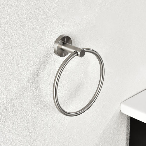 AEELLEEA 5-Piece Brushed Stainless Steel Wall Mount Bathroom Hardware Set with Towel Bar, Towel Ring, Toilet Paper Holder & Hooks